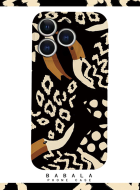 小众的鸟手绘黑色菲林二合一手机壳适用苹果17nova14华为p70mate60小米15opporen14ovivo荣耀300iPhone16