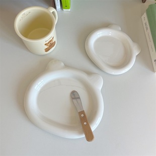 下午茶甜品盘蛋糕茶点盘家用早餐盘ins首饰盘 网红熊头胖嘟嘟盘子