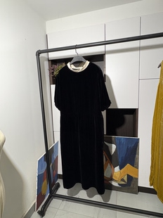 真丝丝绒连衣裙黑色宽松A版 裙长120胸围110 裙裙长均码