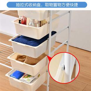 挂衣架落地家用卧室置物架可移动衣服柜抽屉式收纳盒储物柜晾衣杆