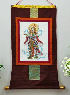唐卡挂画韦陀尊天护法画像家用手工装裱韦驮菩萨玄关装饰挂画壁画