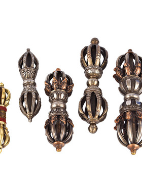 藏式复古做旧铜制九股金刚杵摆件