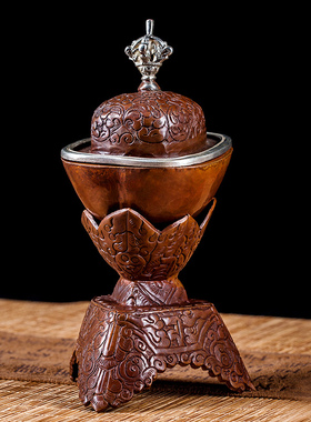 密宗佛具摆件纯铜雕花托巴紫铜