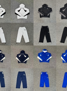 Mertra美式拼色蝙蝠袖刺绣字母连帽卫衣男女宽松阔腿直筒卫裤套装