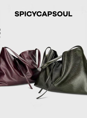 【新版老友记】SCS原创复古老胶片纺织皮革慵懒极简大托特包包