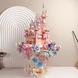 2024新款女孩子系列花颜城堡建筑积木成人高难度少女心送女生礼物
