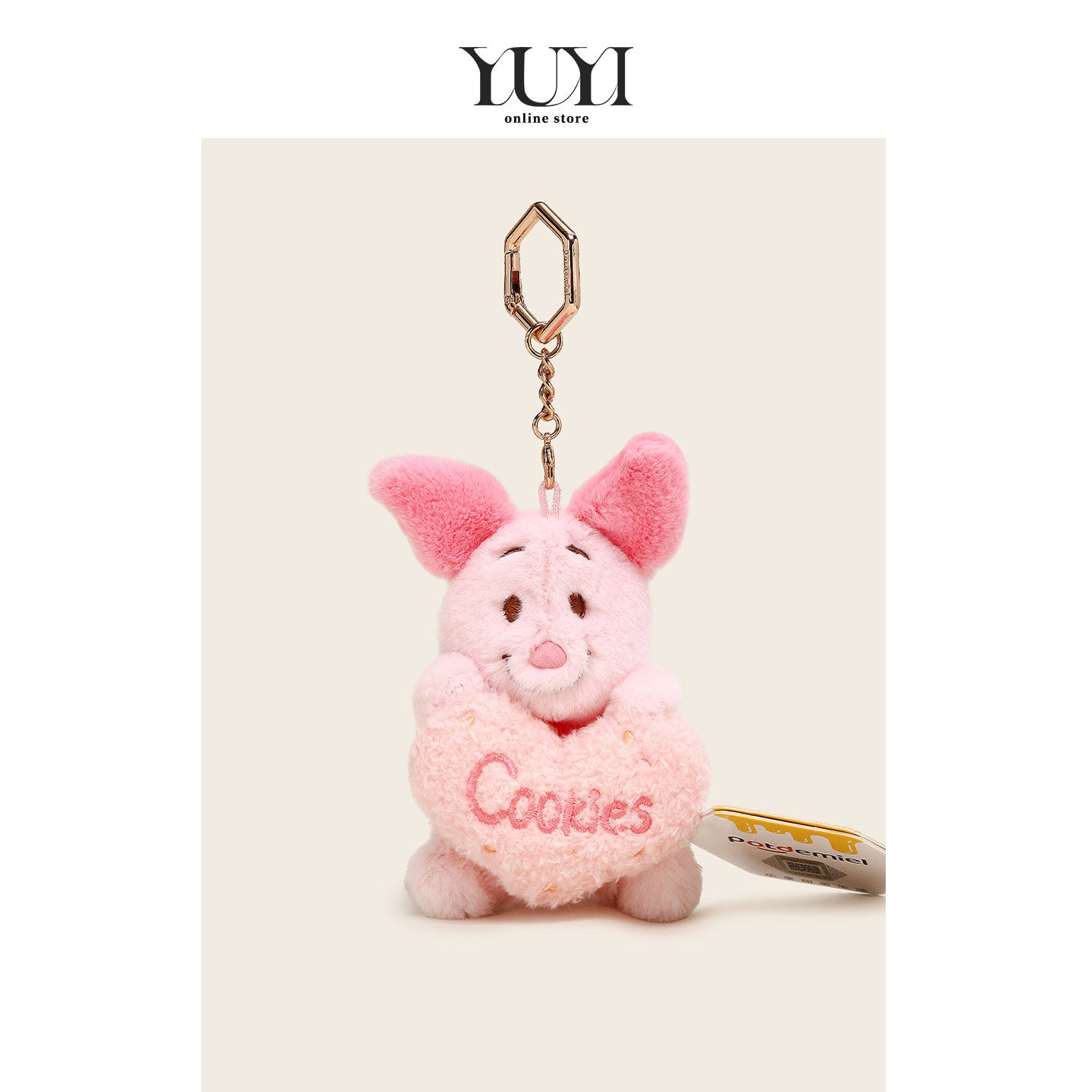 YUYI正版联名迪士尼爱心皮杰猪维尼熊情侣礼物书包包挂件女钥匙扣