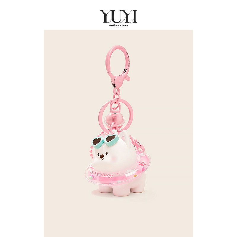 YUYI原创小众游泳圈西高地潦草小狗钥匙扣可爱玩偶公仔包包挂件女