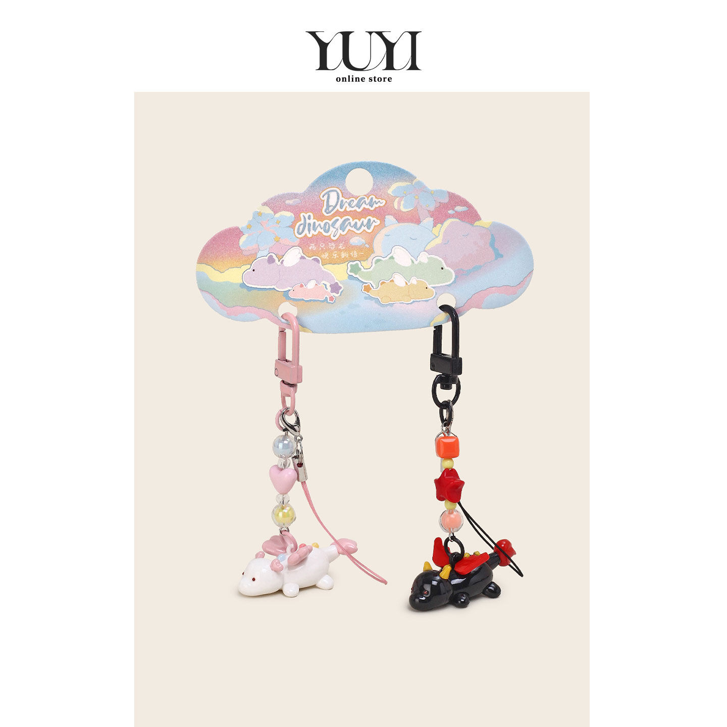 YUYI 原创小梦龙飞龙双人一对情侣背包包挂件车钥匙扣男U盘挂饰女图片