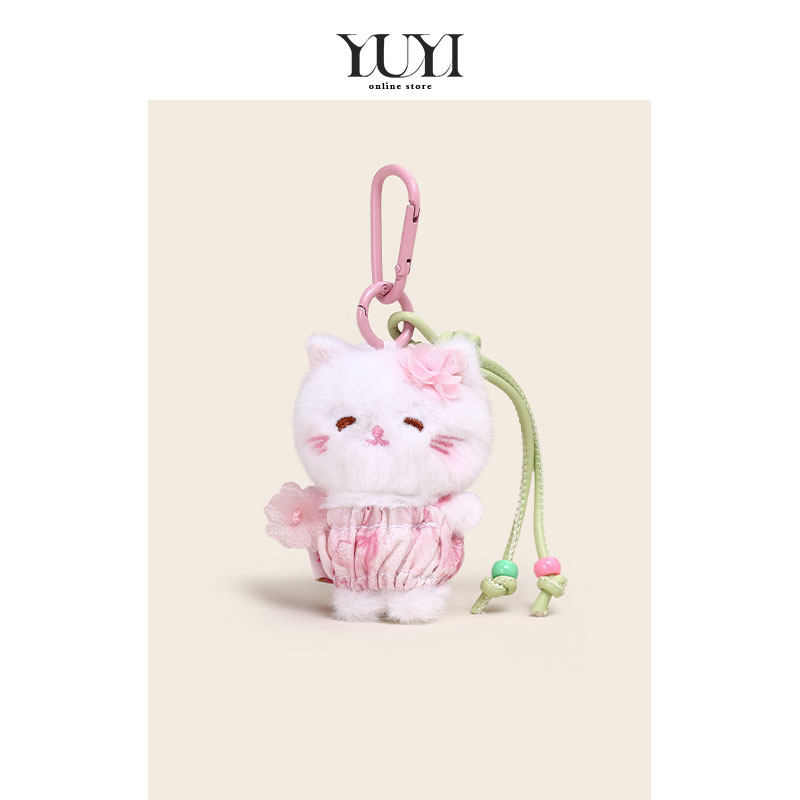 YUYI原创粉色樱花小猫可爱少女心礼物书包包挂件钥匙扣背包挂饰女