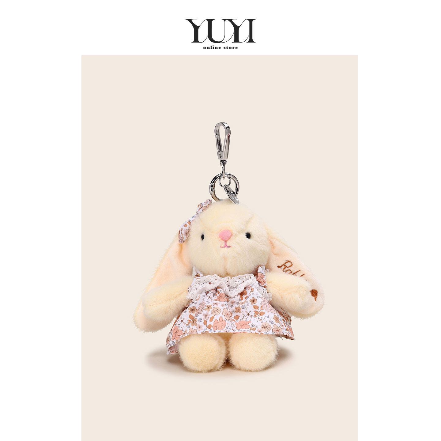 YUYI原创可爱碎花裙毛绒温蒂兔wendi兔子高级感车钥匙扣包包挂件