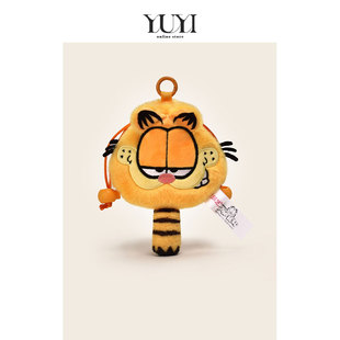 YUYI正版联名加菲猫毛绒公仔束口袋耳机包收纳小包卡包挂件钥匙扣