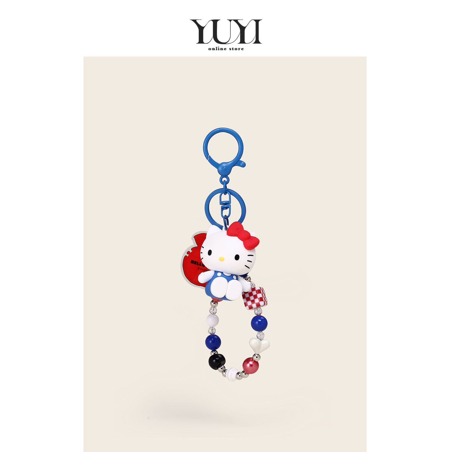 YUYI正版联名可爱hellokitty凯蒂猫卡通车钥匙扣书包包挂件女链珠