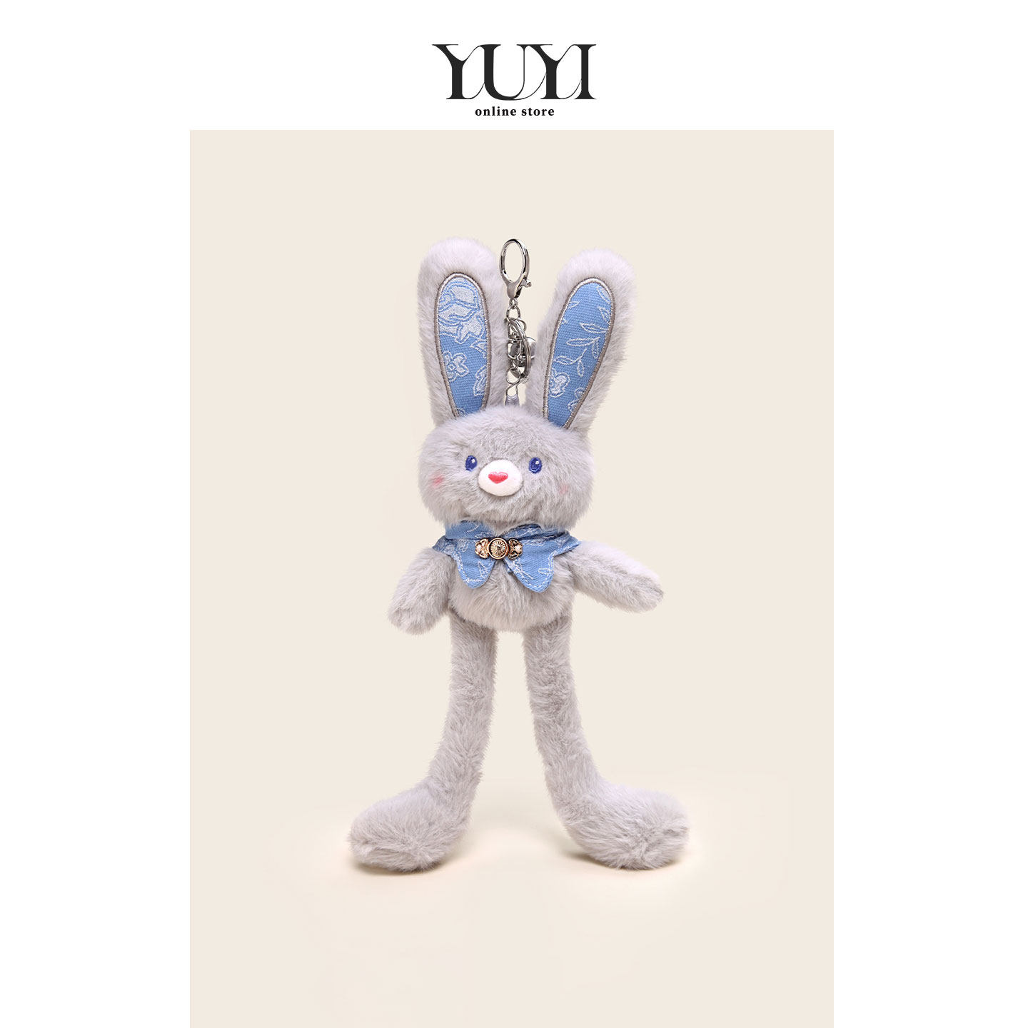 YUYI原创可爱新中式抽拉耳兔子书包包挂件毛绒玩偶钥匙扣女生礼物