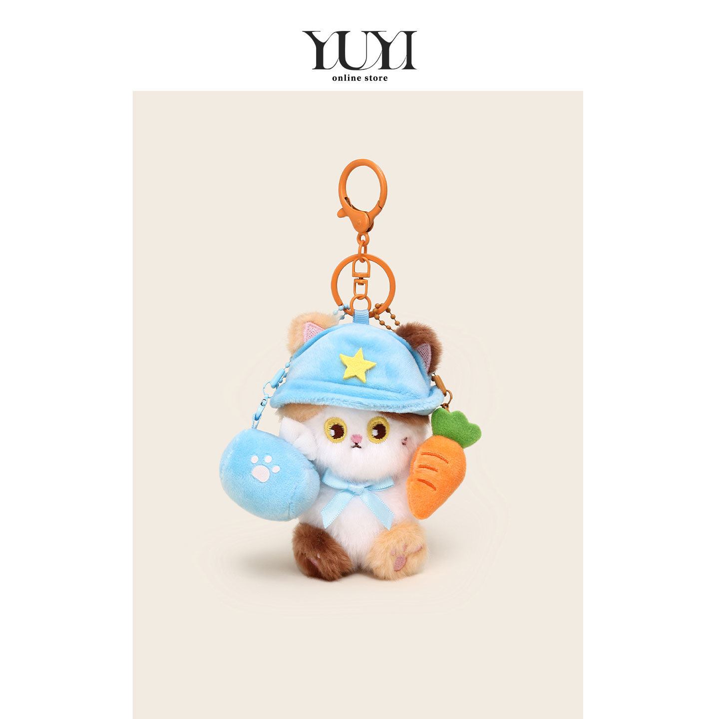 YUYI原创可爱毛绒磁吸胡萝卜小猫毛绒玩偶公仔书包挂件钥匙扣挂饰
