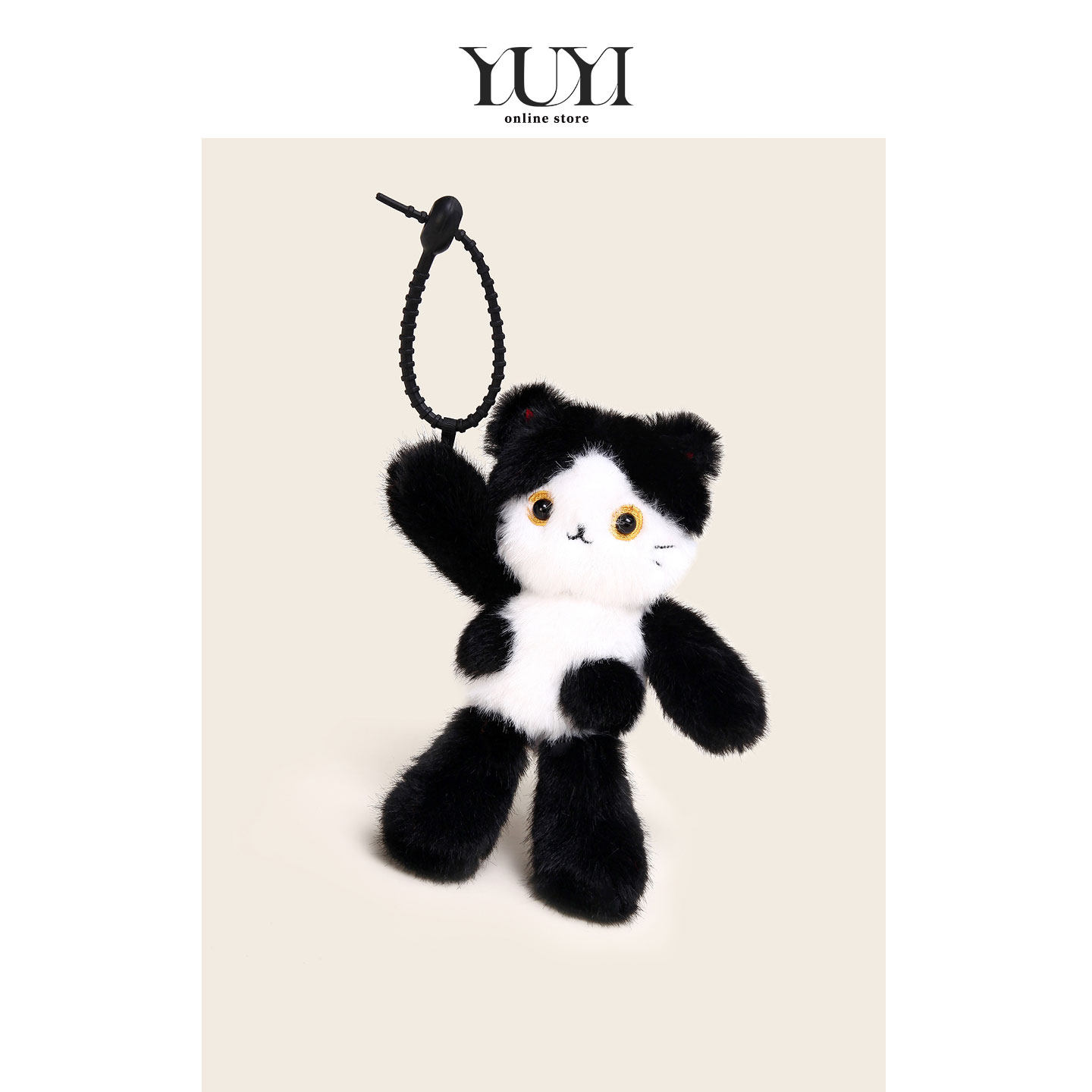 YUYI原创可爱丑萌猫咪上班搭子毛绒玩偶公仔书包背包挂件钥匙扣男