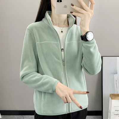 抓绒衣新款女2025秋冬季摇粒绒双面立领卫衣加绒加厚休闲时尚外套