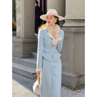 Двусторонная кашемировая элитная куртка, шерстяной комплект, юбка