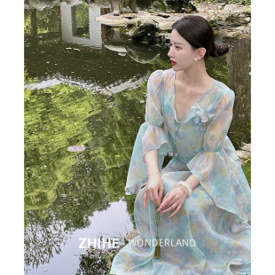 至禾Wonderland 南山烟雨 茶系穿搭一整套女夏季 搭配裙子两件套装