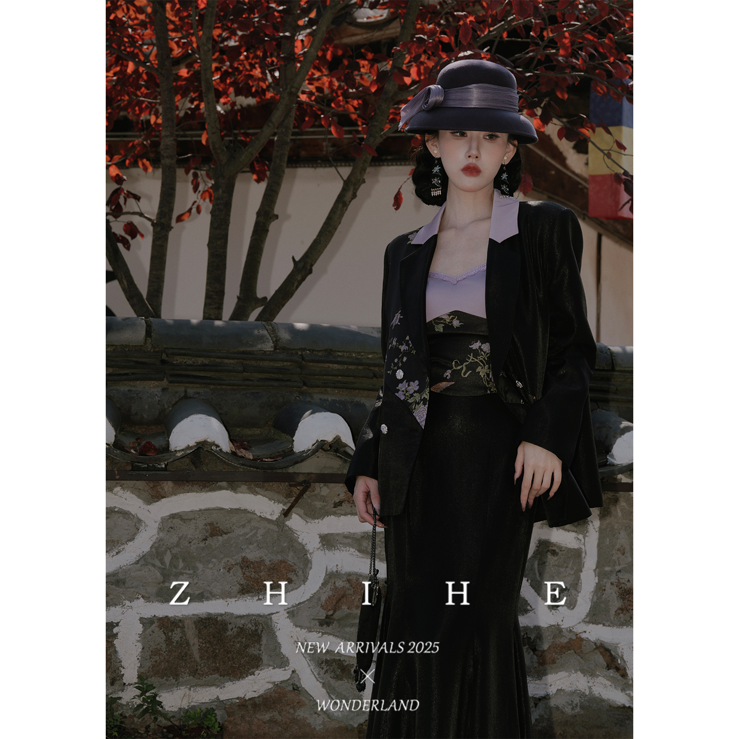 无艳一禾【紫荆庄园】重工金线人丝提花西装外套+吊带+亮丝鱼尾裙