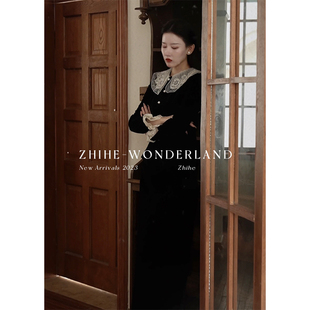 女 至禾Wonderland 巴赫旧约 宫廷风蕾丝领丝绒复古千金时尚 套装