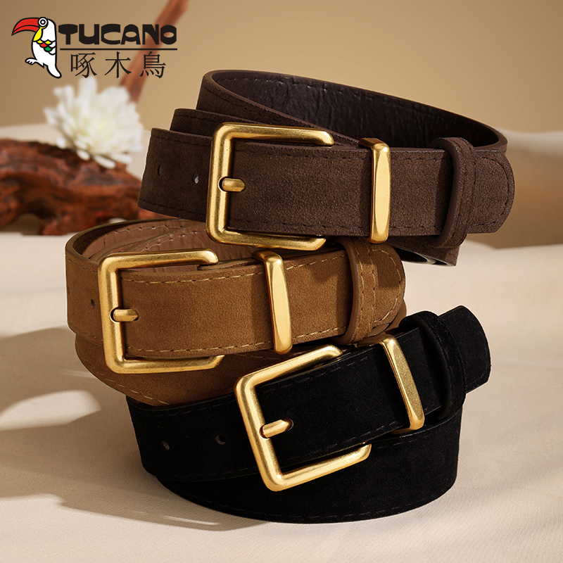 【简约百搭】啄木鸟女麂皮绒皮带