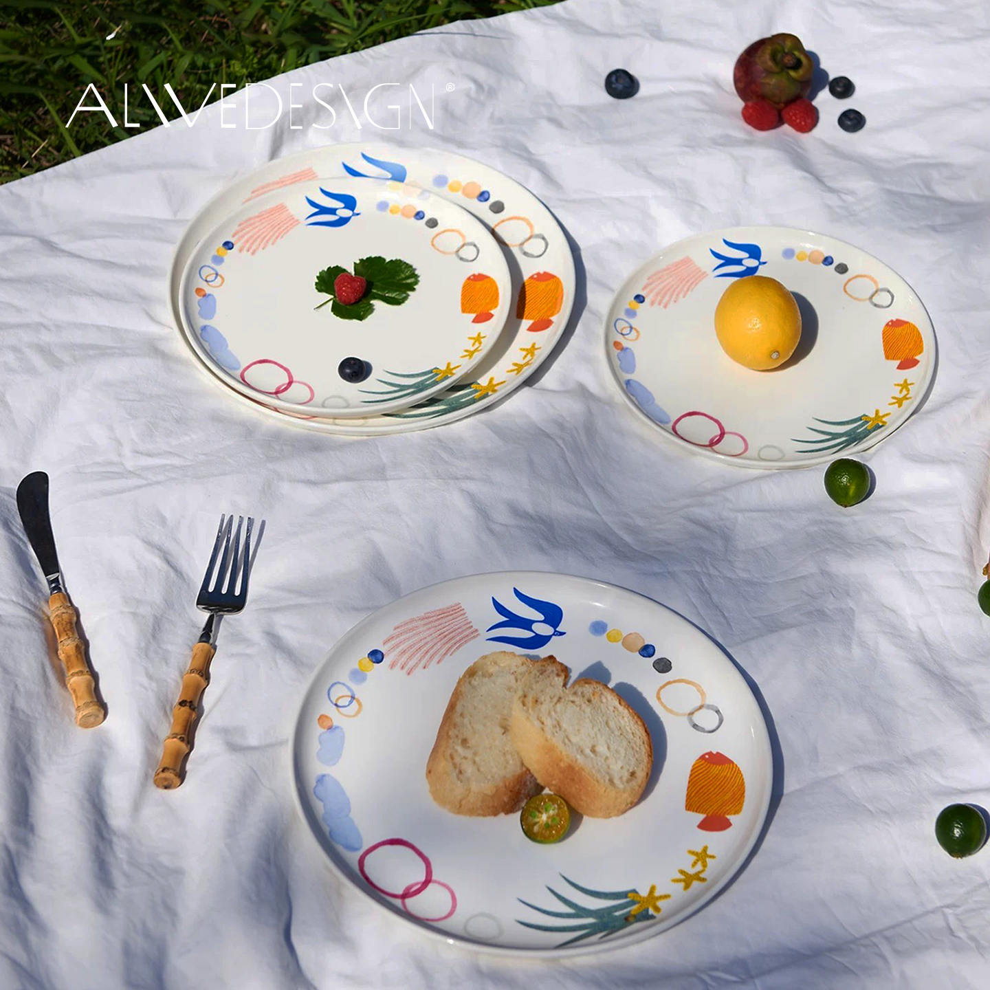 Alive仲夏夜之梦27cm陶瓷盘家用菜盘水果盘甜品盘平盘西餐盘