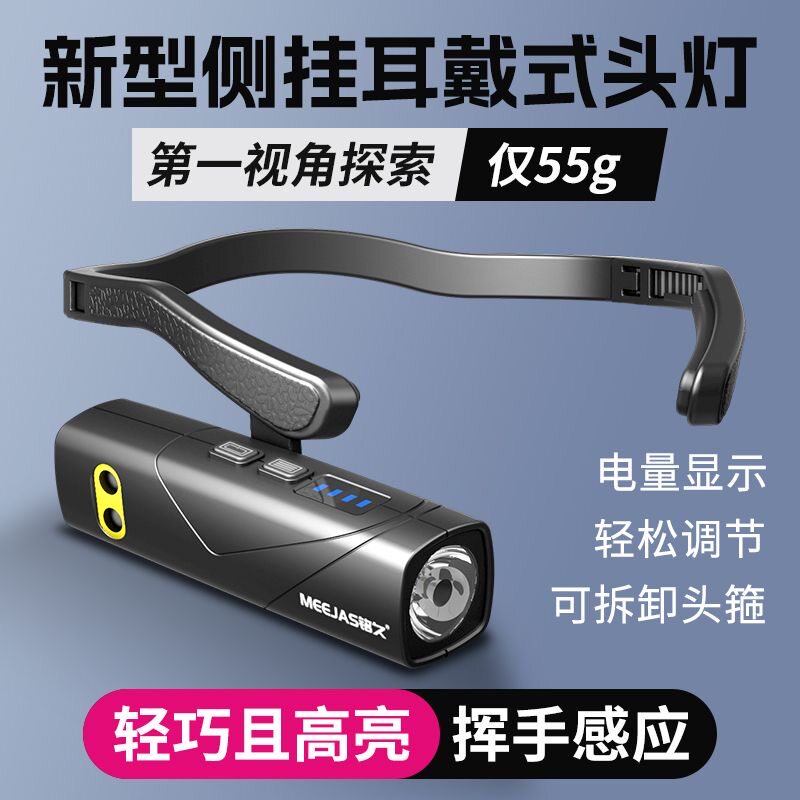 铭久2026新款头灯强光充电超亮夜钓鱼专用户外登山耳头戴式照明灯