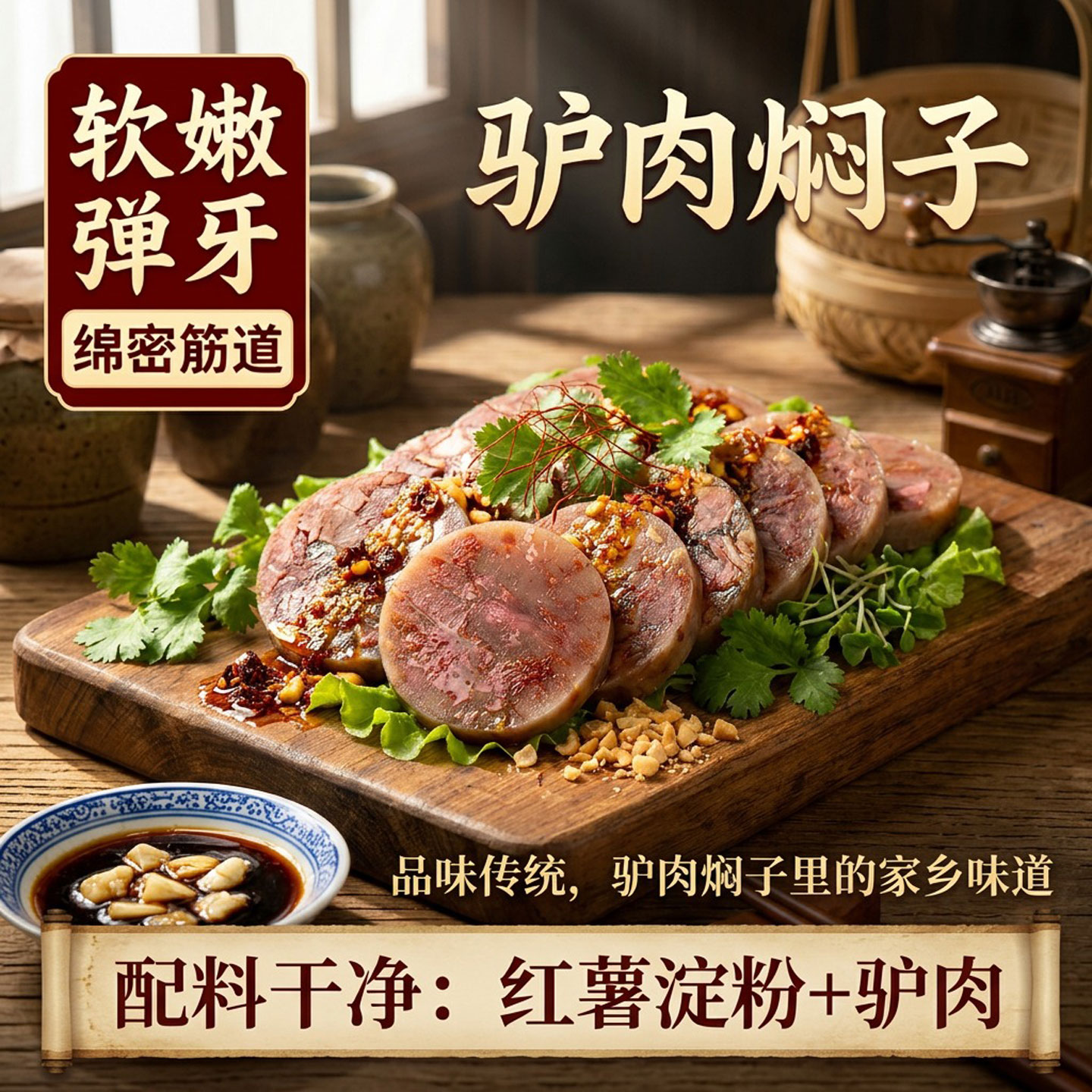 【良子同款】焖子正宗驴肉焖子河北定州保定特产驴肉火烧熟食香肠