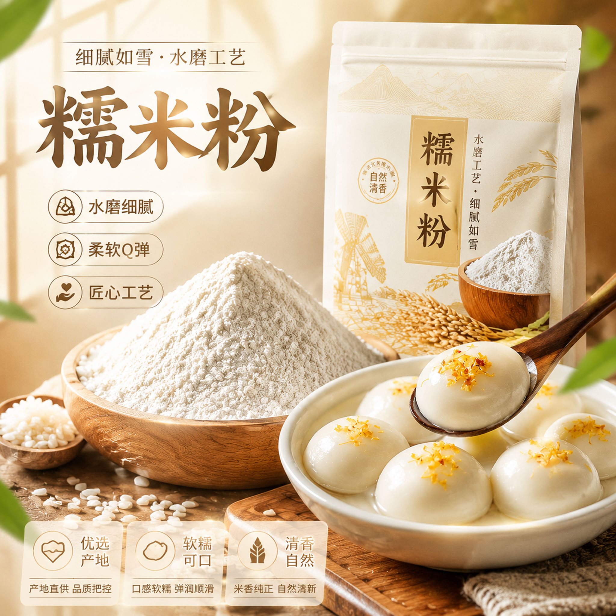 【东北原产】正宗水磨糯米粉官方旗舰店驴打滚雪媚娘青团冰皮月饼