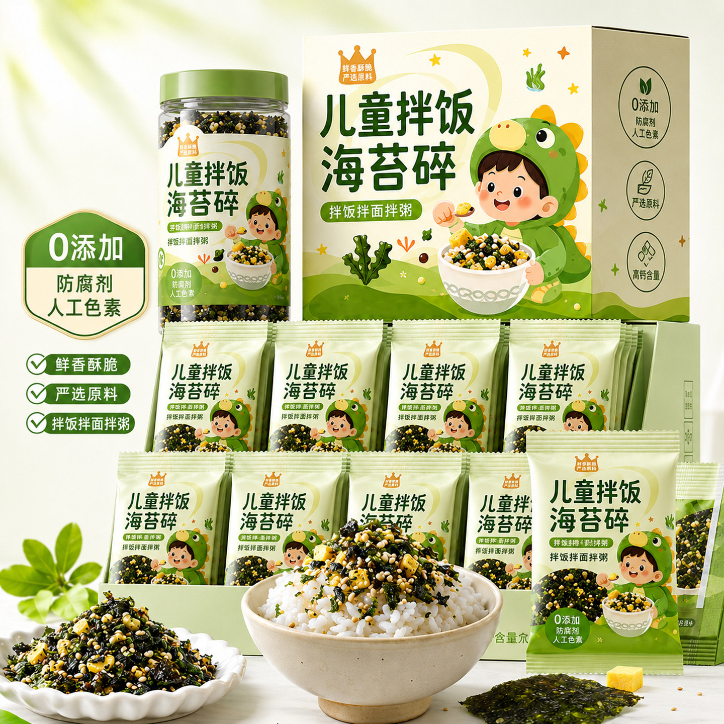 海苔碎拌饭儿童无添加宝宝婴儿辅食谱芝麻海苔饭团寿司官方旗舰店