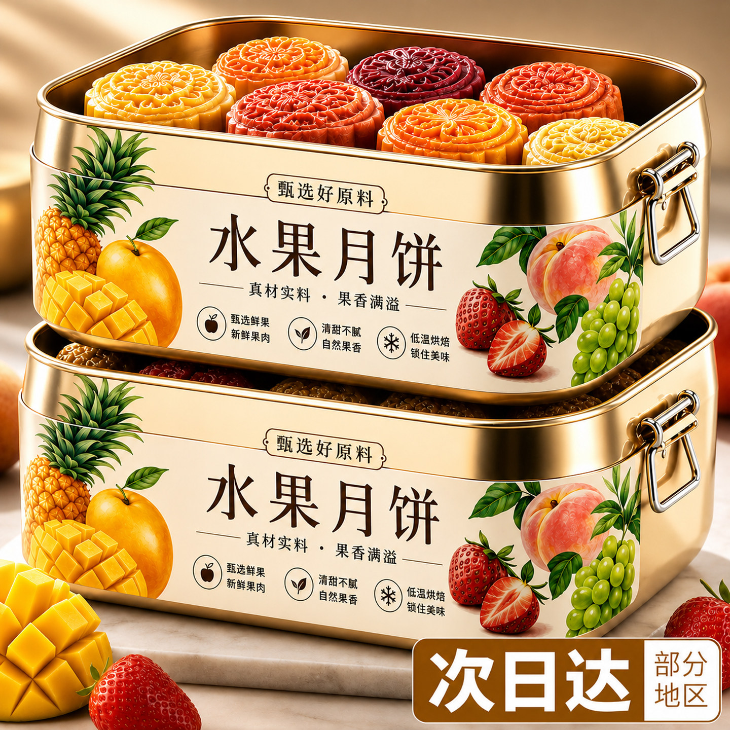 水果月饼迷你小月饼老式传统糕点散装多口味水果味馅料整箱中秋节