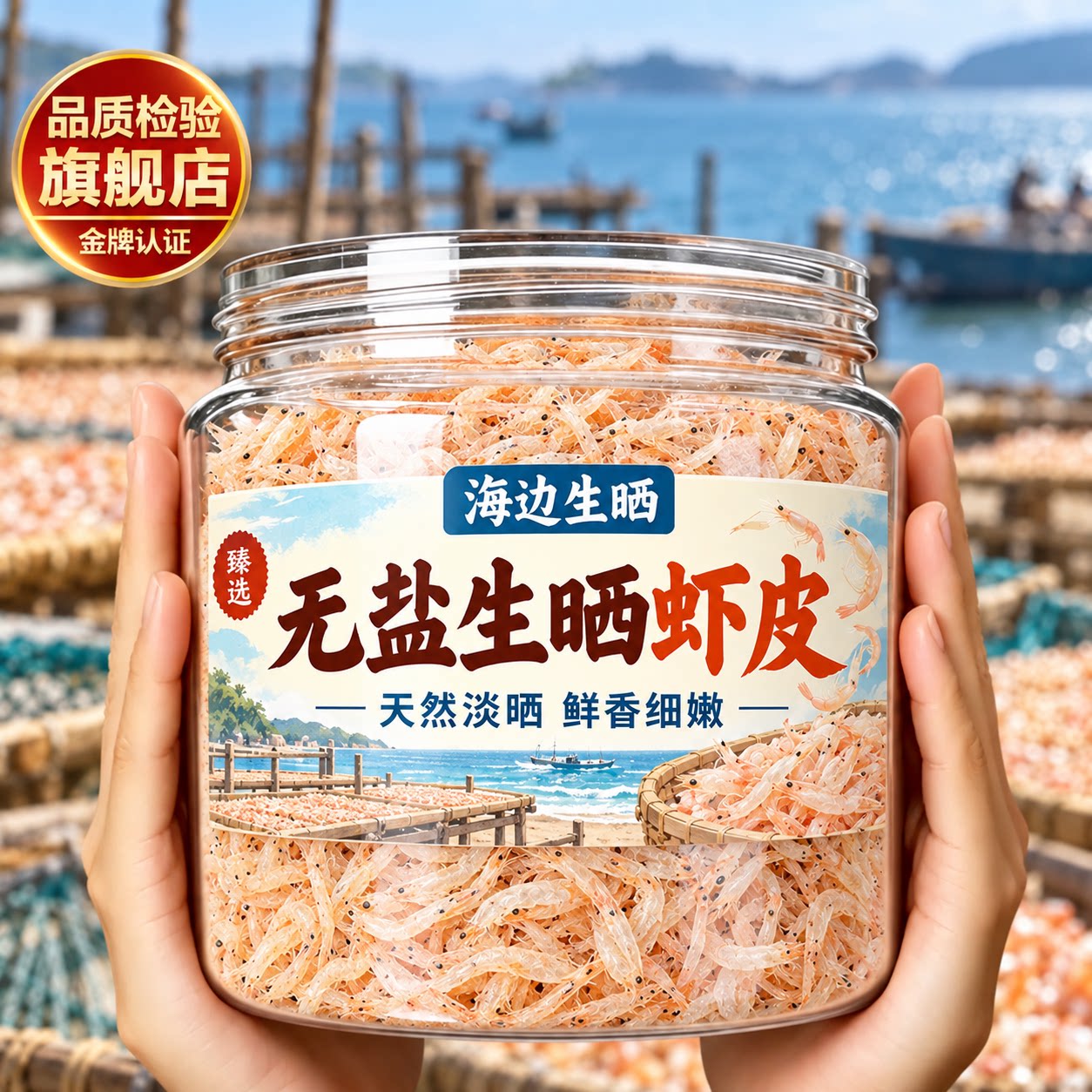 正品无盐生晒虾皮无加盐淡干官方旗舰店虾米海米深海毛虾自然晾晒