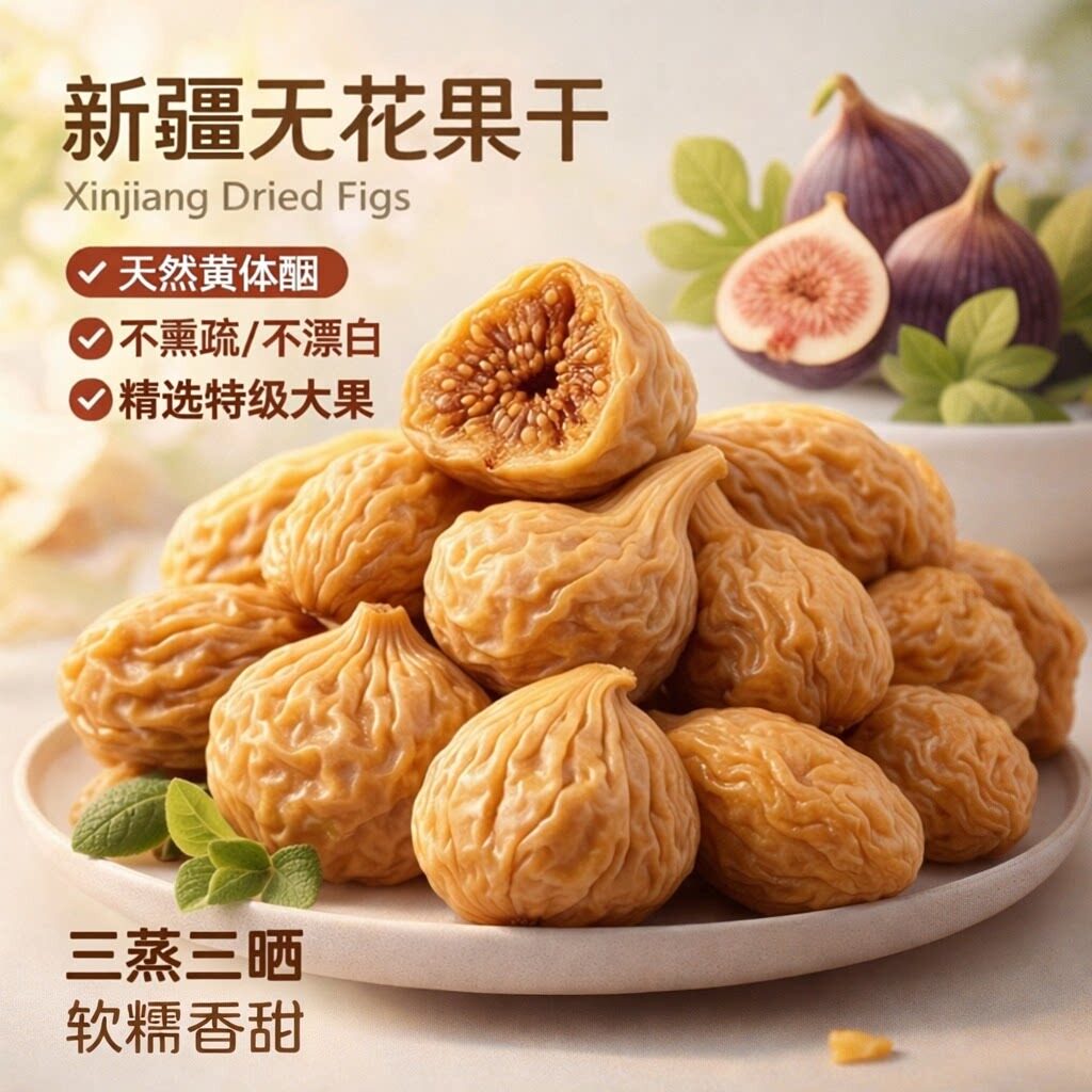 央妈推荐新疆无花果干特级大果官方旗舰店三蒸三晒孕妇黄体酮零食