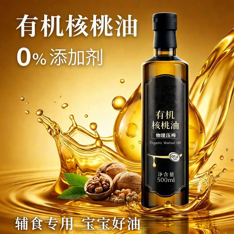 有机核桃油婴儿食用辅食家用冷榨100%食用油非转基因官方旗舰店