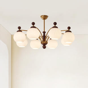 吊灯客厅餐厅灯具新品 简顿 中古风复古魔豆纹理全光谱护眼法式