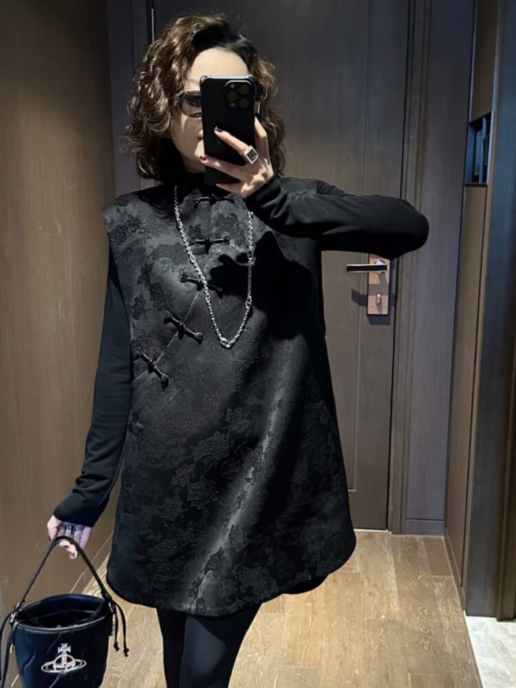 新中式盘扣国风复古套装女2025秋季新款大码胖MM小众别致两件套