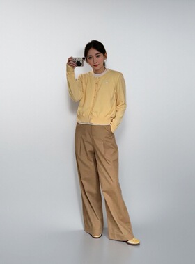 JillZoo 秋季新品韩系显瘦奶油黄显白假两件针织上衣开衫女XQ