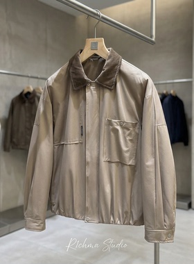 R1chma复古巴恩风腔调立裁加厚90白鸭绒灯芯绒翻领男羽绒服潮