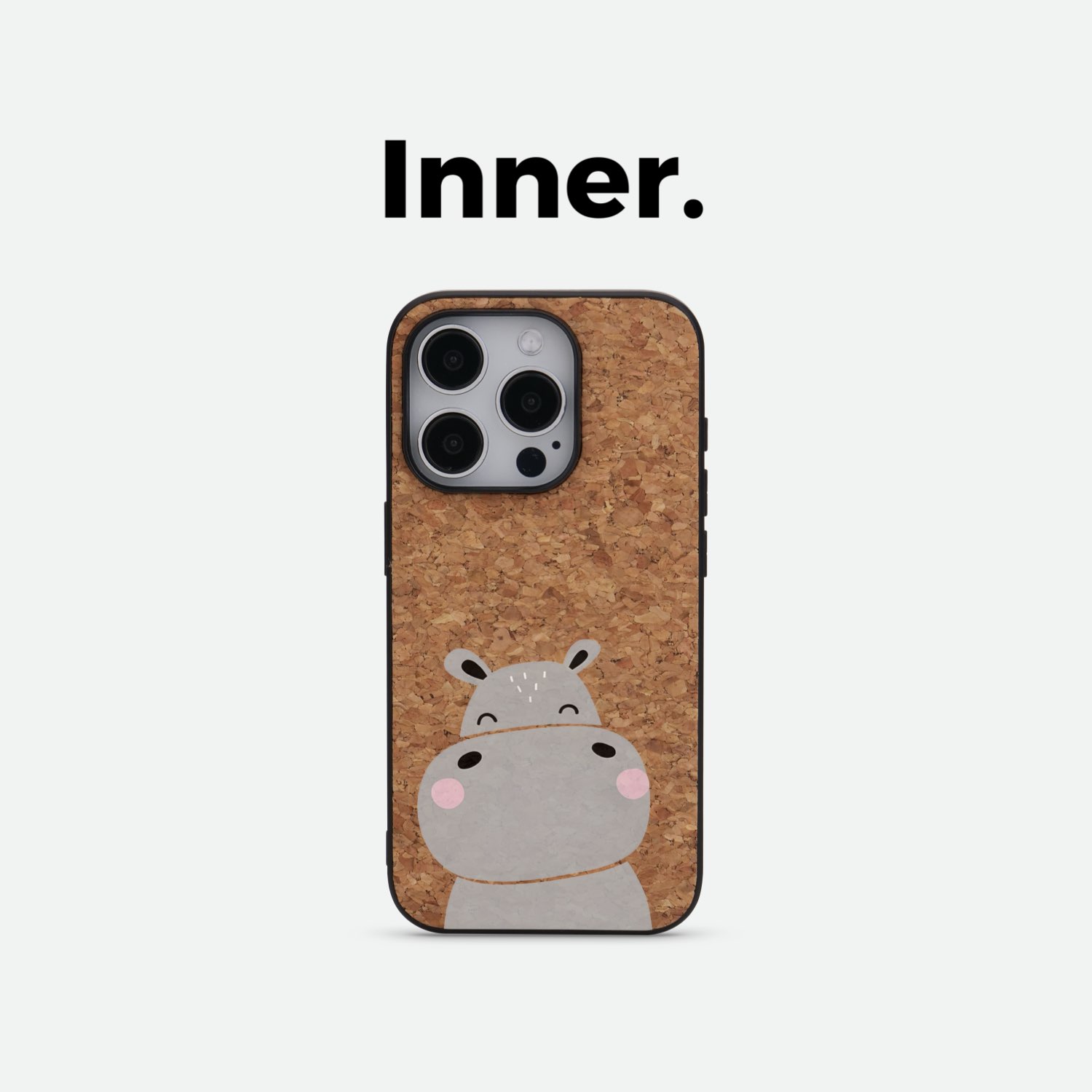 Inner.因内 呆萌河马系列天然软木磁吸手机壳适用于苹果华为新款木MagSafe保护壳高级感清新可爱创意手机套