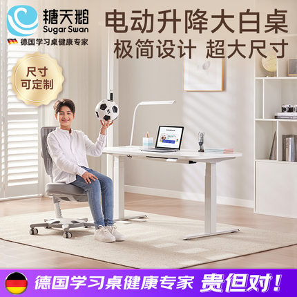 【可定制】德国电动升降儿童智能学习桌椅实木书桌写字套装
