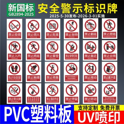 安全标识牌警告标志PVC消防标牌工地宣传标语UV施工警示车间仓库