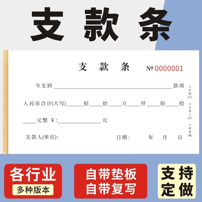 支款条现货定做用款审批证明凭证工厂工程申请48K暂支二联三联借条订制支出证明单位公司财务专用支款申请单