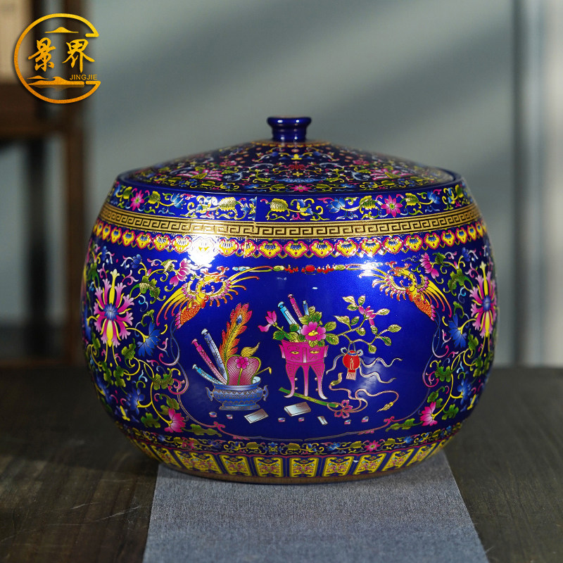 景德镇陶瓷防潮防虫米缸油缸面粉桶10斤家用密封米桶存茶叶储物罐,厨房/烹饪用具,米桶/米缸,淘宝优惠券,粉丝福利购,淘宝优惠卷