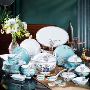 高级感碗碟乔迁送礼盒装 景德镇轻奢高端陶瓷餐具套装 碗盘家用新款