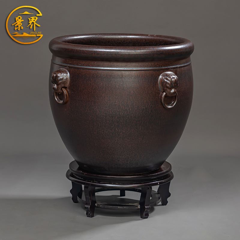 景德镇陶瓷仿古特大号鱼缸客厅养乌龟睡莲盆书画缸庭院风水缸摆件