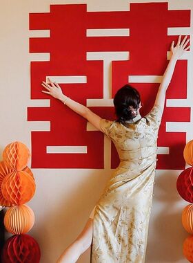 超大号喜字贴网红结婚拍照专用婚庆卧室门贴婚礼囍字装饰婚房布置