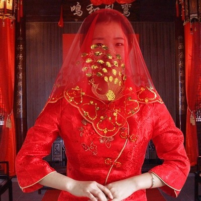 中式风凤凰纱巾高档新款包邮盖头