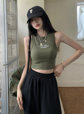 韩版甜辣妹无袖工字内搭小吊带背心女士新款削肩短款外穿别致