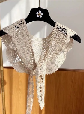 春夏新品森系薄款花朵蕾丝镂空百搭披肩外搭女短款坎肩外搭小围脖